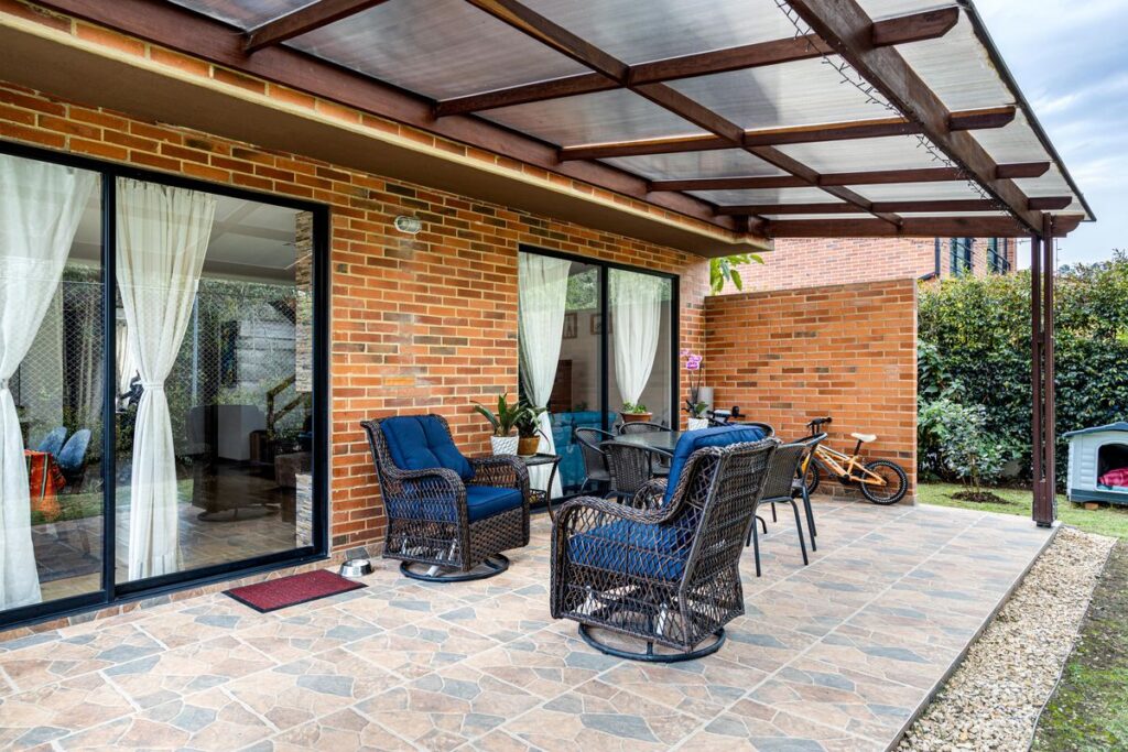 Covered lanai patio outdoor living space kept storm-ready